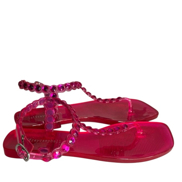 Jeffrey Campbell Jemmin Slingback Sandals Fuchsia Size 7 Beach Vacation Jelly - Picture 2 of 7